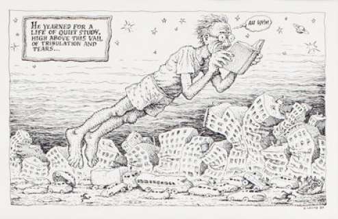 Robert Crumb The Book Reader Calendar Illustration Original Art and Correspondence (1989). R. Crumb was - | Heritage