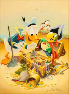 Carl Barks Pirate Gold Oil Painting Original Art (1976). Carl Barks based this merry scene on his 1942 Donald -