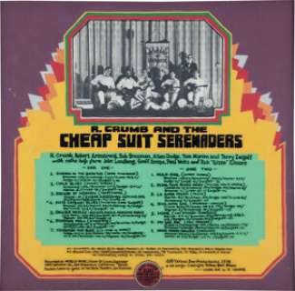 Robert Crumb R. Crumb and his Cheap Suit Serenaders Number Three Album Back Cover Original Production Art (Blue - | Heritage