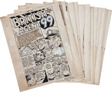 Pierce Rice (attributed) Pocket Comics #1 Complete 12-Page Story "Origin of British Agent 99" Original -