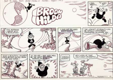 Russell Myers Broom Hilda Sunday Original Art dated 10-4-87 (Chicago Tribune-N.Y. News Syndicate, 1987). -