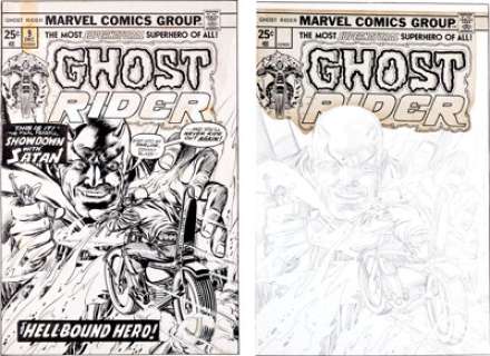 Gil Kane and Tom Palmer Ghost Rider #9 Cover Original Art Group (Marvel, 1974). Mephisto arrives on Earth to claim -