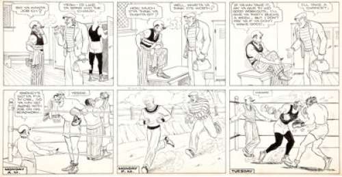 Ham Fisher Joe Palooka Sunday Comic Strip Original Art dated 9-24-32 (McNaught Syndicate, 1932). Knobby needs to -
