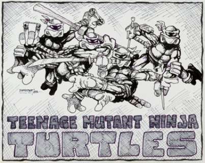 Kevin Eastman Teenage Mutant Ninja Turtles Pin-Up Original Art (Mirage Studios, 1983). Cowabunga! This is one -