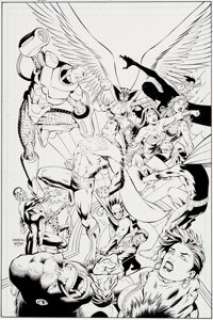 Ian Churchill and Norm Rapmund Justice League of America #15 Cover Original Art (DC, 2008). The JLA faces off -