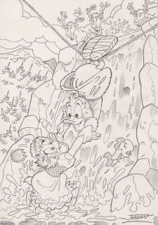 Julian Jordan | Scrooge McDuck & Goldie - "Please Help Me!" - Signed Original Artwork by Julian Jordan - 30 x 21 cm A4 | Catawiki