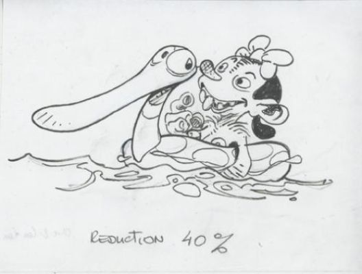 Régis Loisel | Illustration pour tampon, Olive & Coin-coin | Galerie 9ème Art