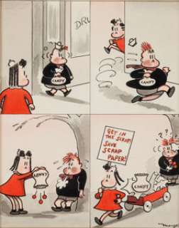 Marge Buell Little Lulu Comic Panel Original Art (Saturday Evening Post, 1944). Lulu is after Tubby‘s bag of -