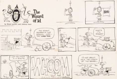 Brant Parker The Wizard of Id Sunday Comic Strip Original Art dated 4-2-67 (Field Enterprises, 1967).  This -