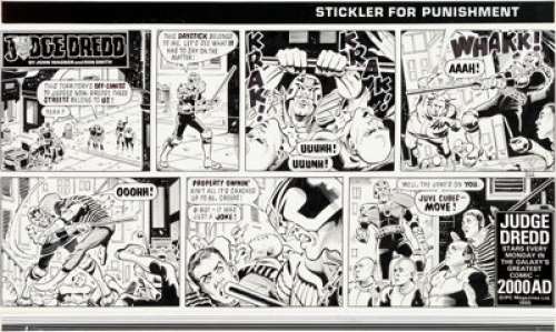 Ron Smith Judge Dredd Daily Strip #222 Original Art dated 11-23-85 (IPC Magazines Ltd., 1985). Some street -