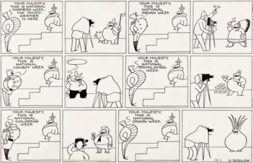 Otto Soglow The Little King Sunday Comic Strip Original Art dated 10-1-39 (King Features Syndicate, 1939). -