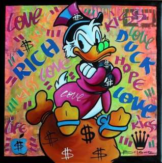 Gabriel Brisan | Brisan Gabriel - Oil and Acrylic paint on printed Canvas - 50 x 50 cm - Rich Duck | Catawiki