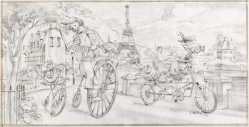 Illinois McDonaldland Paris-Themed Mural Drawing Original Art by Wes Cook (McDonald’s/Setmakers, 1979).... | Heritage