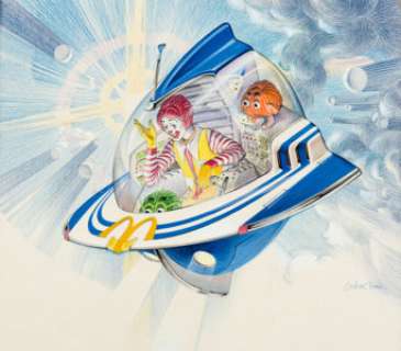Ronald McDonald Spaceship Preliminary Original Art by Wes Cook (McDonald’s/Setmakers, 1984).... | Heritage