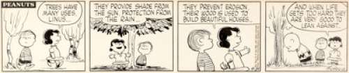 Charles Schulz Peanuts Daily Comic Strip Charlie Brown, Lucy, and Linus Original Art dated 9-24-58 (United Feature... | Heritage