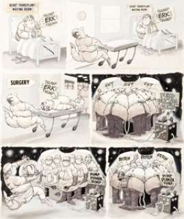 Al Jaffee MAD #128 Complete 2-Page Story "The Heart Transplant" Original Art (EC, 1969).... (Total: 2 Original Art)