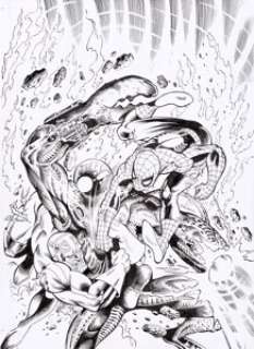 Jon Haward Spectacular Spider-Man Adventure #133 Cover Original Art (Panini UK, 2006). Spidey and Captain -