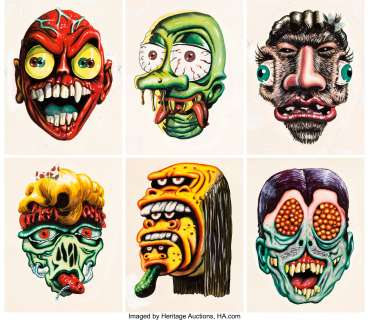 Basil Wolverton, Wally Wood, and Norman Saunders Make Your Own Name Topps Stickers Illustration Original Art Group... (Total: 6 Original Art)