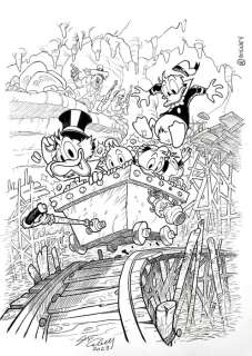 Sergio Cabella | Uncle Scrooge - The secret Mine - signed inked drawing by Sergio Cabella - (2023) | Catawiki
