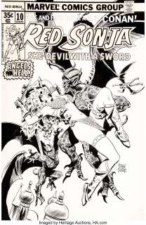 Frank Thorne - Red Sonja #10 Cover Original Art (Marvel, 1978).