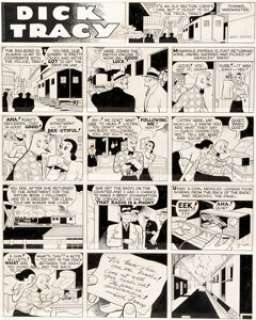 Chester Gould - Dick Tracy Sunday Comic Strip Original Art dated 4-1-45 (Chicago Tribune, 1945).