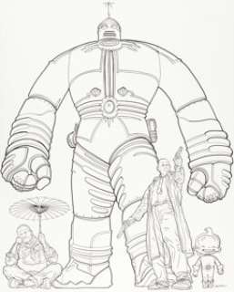 Geof Darrow - Rusty the Robot and the Big Guy, Shaolin Cowboy, and - Hard Boiled Illustration Original Art (c. 2000s).
