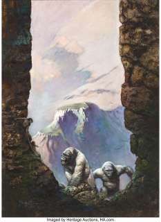 Frank Frazetta | Outlaw World (White Apes) Paperback Cover Painting Original Art (Popular Library, 1969). | Heritage