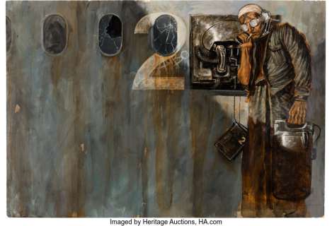 Hale, Phil - Phil Hale - Sci-Fi Phone Booth Painting Original Art (undated)....