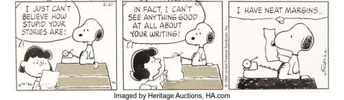 Schulz, Charles | Charles Schulz Peanuts Daily Comic Strip Original Art dated 5-21-94 (United Features Syndicate, 1994).... | Heritage