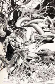 Nebres, Rudy - Rudy Nebres The Savage Sword of Conan #127 Back Cover Pin-Up Original Art (Marvel, 1986)....