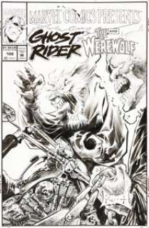 Kieth, Sam - Sam Kieth Marvel Comics Presents #108 Ghost Rider and Werewolf by Night Cover Original Art (Marvel, 1992)....