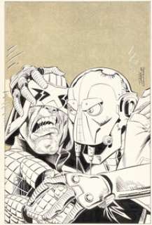 Jim Fern and Sam De La Rosa - Law of Dredd #6 Cover Original Art (Fleetway/Quality, 1989).