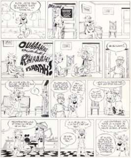 Gotlib (Marcel Gottlieb) - Pif #65 Gai-Luron Story Page 74-75 Original Art Group of 2 (Vaillant, 1970). (Total: 2 Original Art)