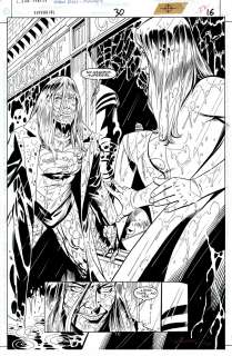 Leonard Kirk Robin Riggs - supergirl #30 splash (huge supergirl battling matrix! ) 1999