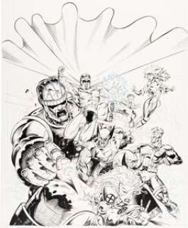 Richard Elson - X-Men 30th Anniversary Special #nn Cover Original Art (Marvel UK, 1992).