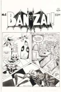 Kim Deitch, Roger Brand, and Joel Beck - Banzai! #1 Cover Original Art (Kitchen Sink Press, 1978).