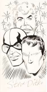 Steve Ditko - Captain Atom, Blue Beetle, and The Question Illustration Original Art (undated).