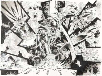 Nic Klein Thor #23 (749) Double Page Spread 14-15 Original Art (Marvel, 2022).