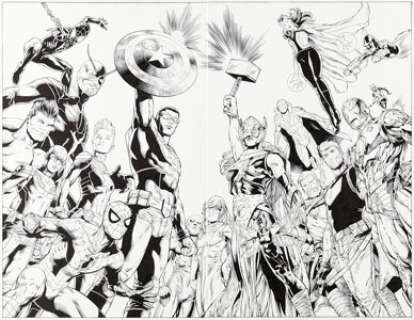 Steve McNiven and Jay Leisten Secret Empire #10 Double Splash Page 28-29 Original Art (Marvel, 2017).