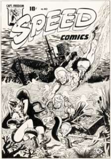 Rudy Palais Speed Comics #40 Cover Original Art (Harvey, 1945). | Heritage