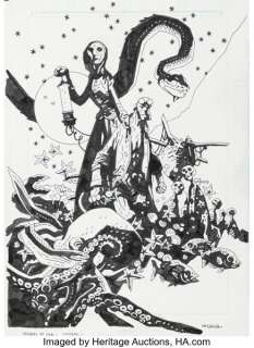 Mike Mignola Hellboy: Into the Silent Sea Cover Original Art (Dark Horse, 2017). | Heritage