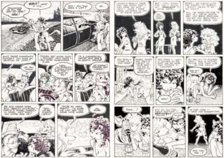 Reed Waller Omaha the Cat Dancer #2 Story Pages 3 and 14 Original Art (SteelDragon Press, 1984). (Total: 2 Original Art)