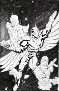 Mostafa Moussa [Logan Lubera printed blue lines] Darkhawk: Heart of the Hawk #nn Star-Lord and Nova Variant Cover Original Art (Marvel, 2021).