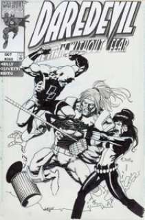 Ariel Olivetti Daredevil #368 Black Widow and Omega Red Cover Original Art (Marvel, 1997).