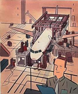 Clerc, Serge | Clerc, Serge Dessin original couleur - Airbus - (1992) | Catawiki