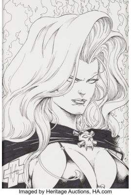 Steven Hughes Lady Death: The Reckoning - Revised Cover Original Art (Chaos!, 1995).