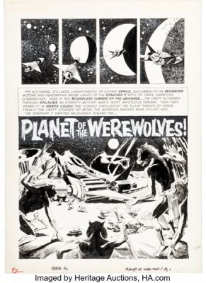 Reed Crandall Eerie #46 "Planet of the Werewolves!" Complete 9-Page Story Original Art (Warren, 1973). (Total: 9 Original Art)