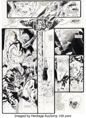 Andy Kubert and Matt Ryan X-Men #33 Gambit vs. Sabretooth Double Page Spread 16-17 Original Art (Marvel, 1994). (Total: 2 Items)