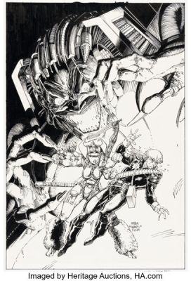 Arthur Adams Longshot #6 Mojo and Spiral Cover Original Art (Marvel, 1986). | Heritage