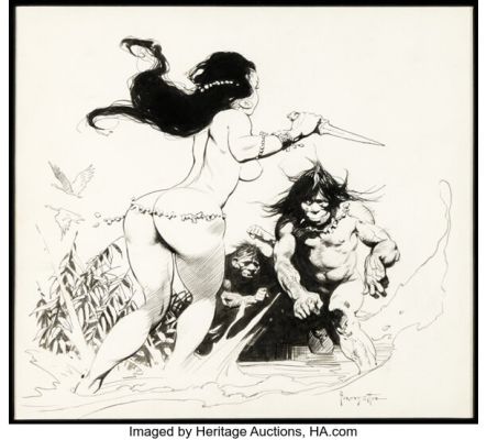 Frank Frazetta National Lampoon Encyclopedia of Humor Back Cover Illustration Original Art (National Lampoon, 1973). (Total: 2 Items) | Heritage